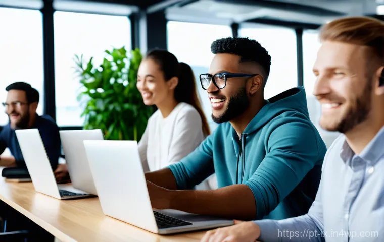 API 설계 시 주의해야 할 사항 - **Collaborative API Development Team:**
    "A vibrant, medium shot, photorealistic image depicting ...